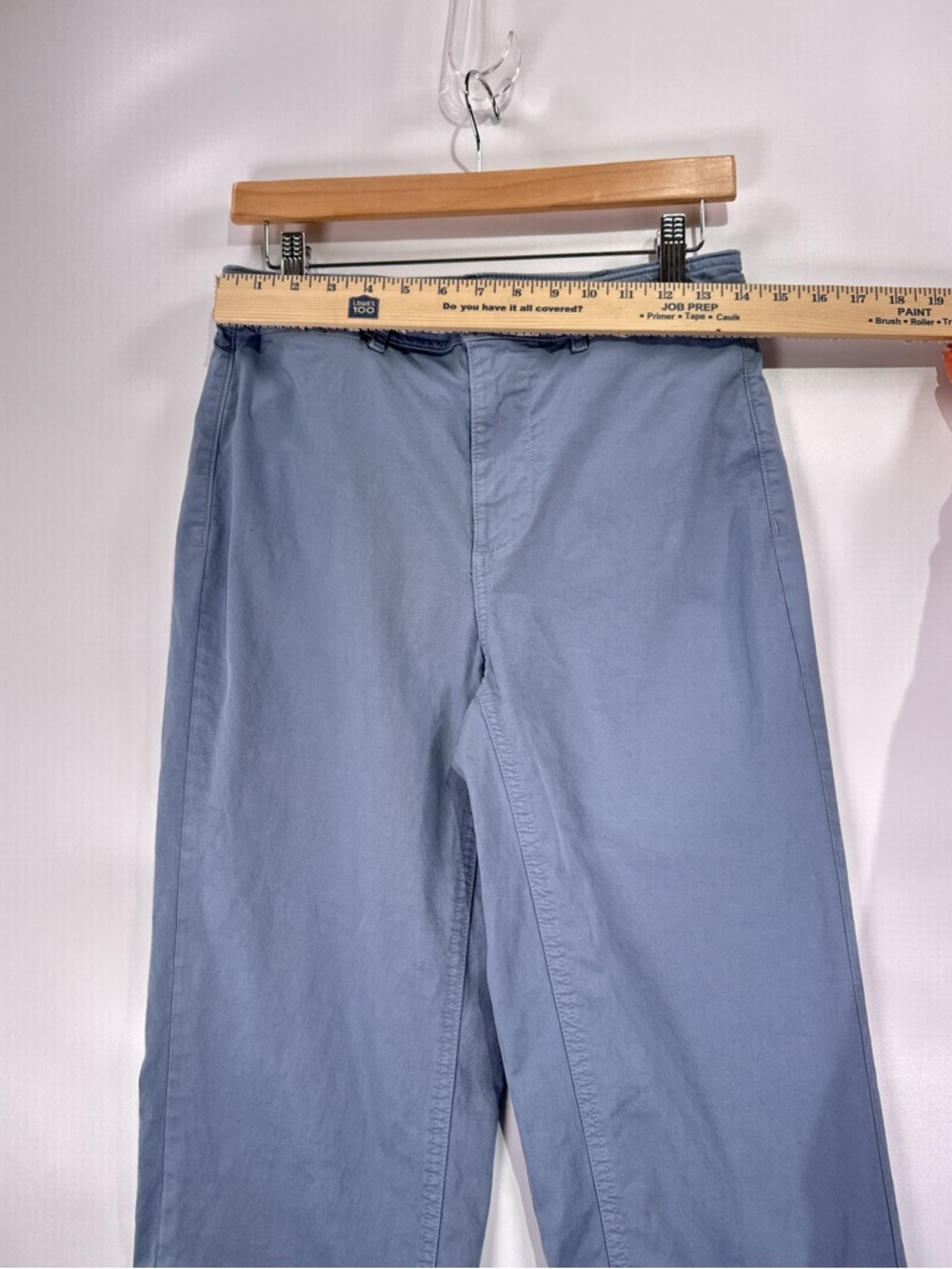 Everlane Wide Leg Crop Pants High Rise Patch Pocket Cotton Stretch Slate Blue 4 - Picture 8 of 12